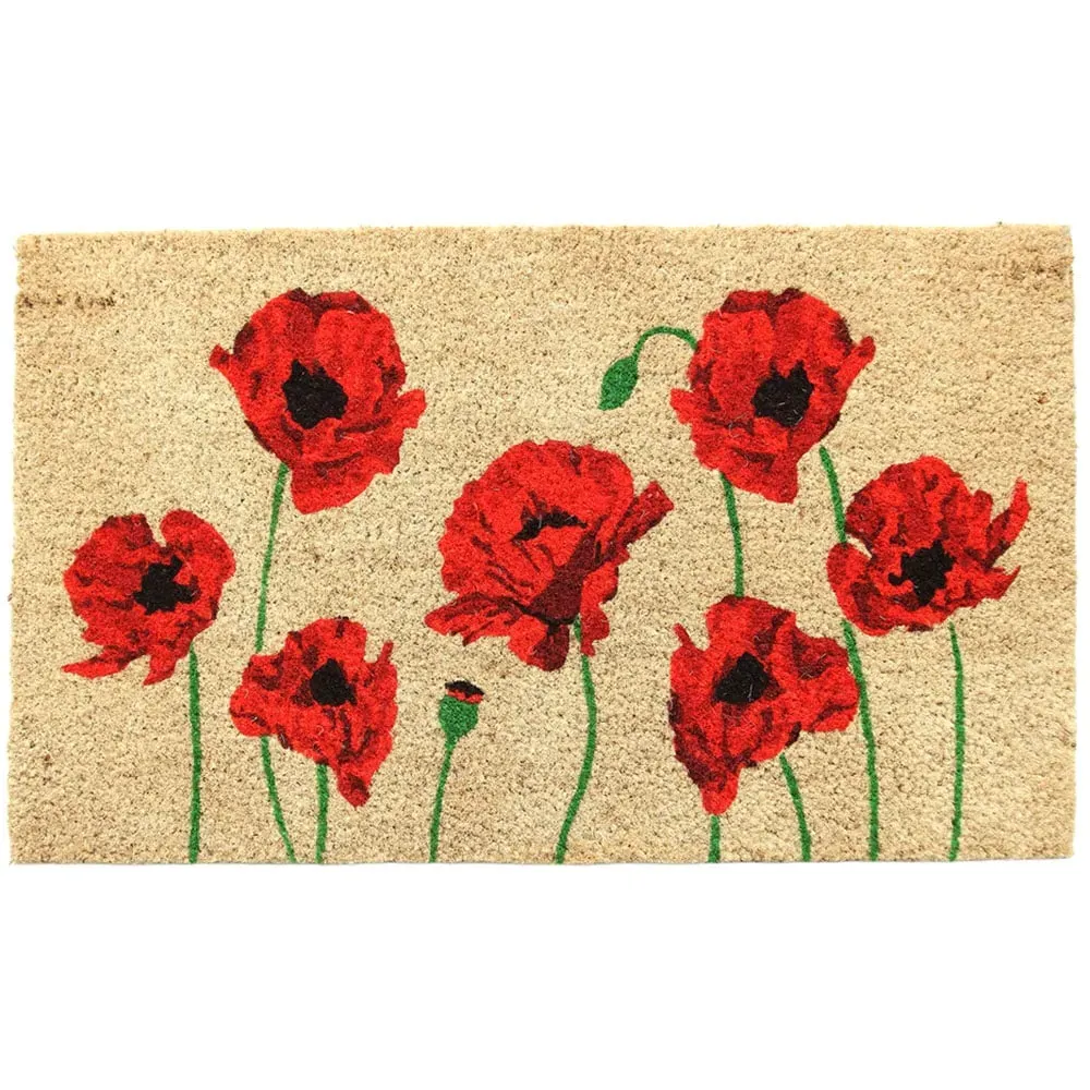 Eternal Poppy Coir Door Mat 45x75cm - Natural