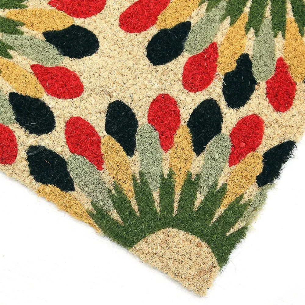 Indian Bloom Coir Door Mat - Natural