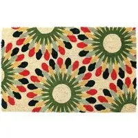 Indian Bloom Coir Door Mat - Natural