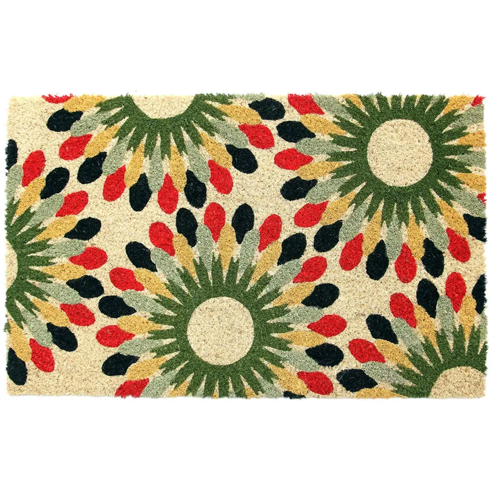 Indian Bloom Coir Door Mat - Natural image
