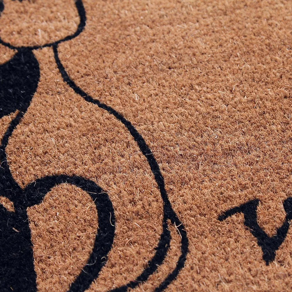 Meow Romance Coir Door Mat - Natural