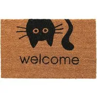 Meow Welcome Door Mat - Natural Coir