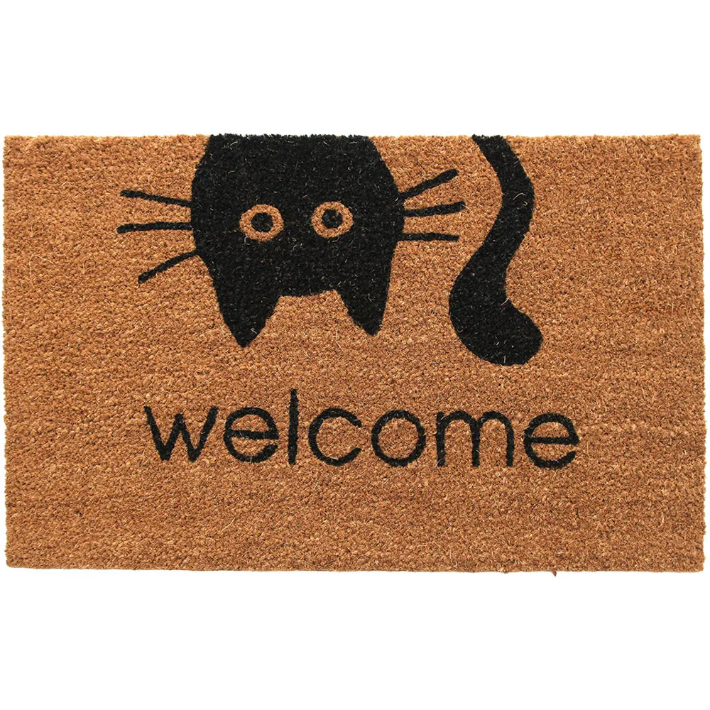 Meow Welcome Door Mat - Natural Coir image