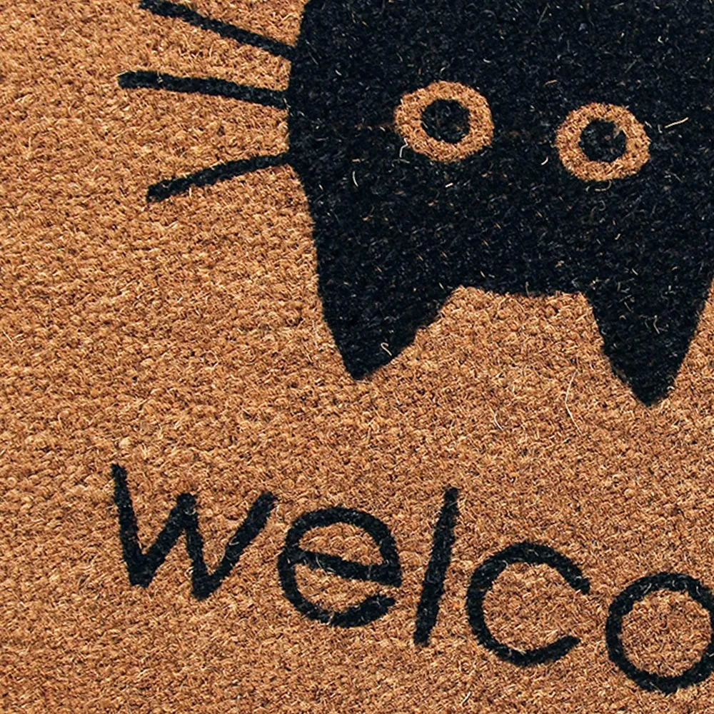 Meow Welcome Door Mat - Natural Coir