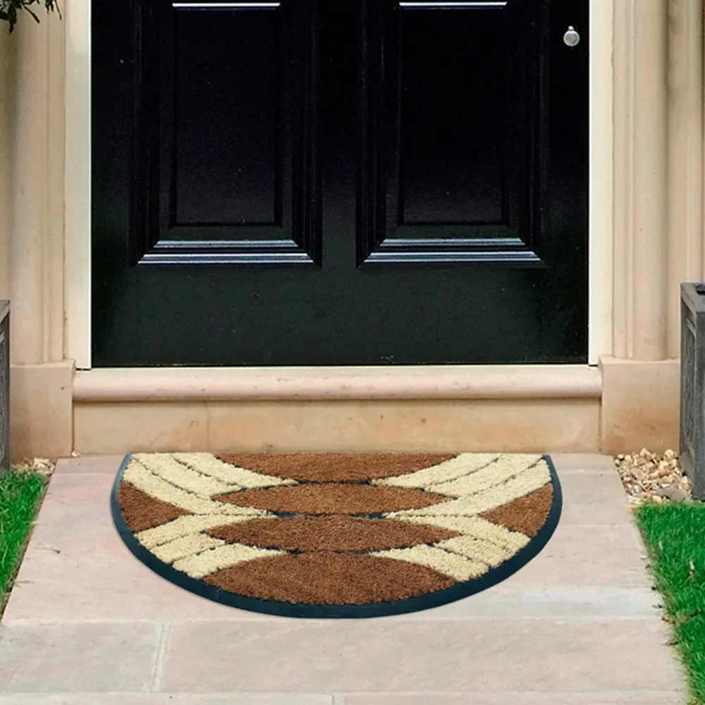 Palm Cluster Arc Coir Door Mat - Natural