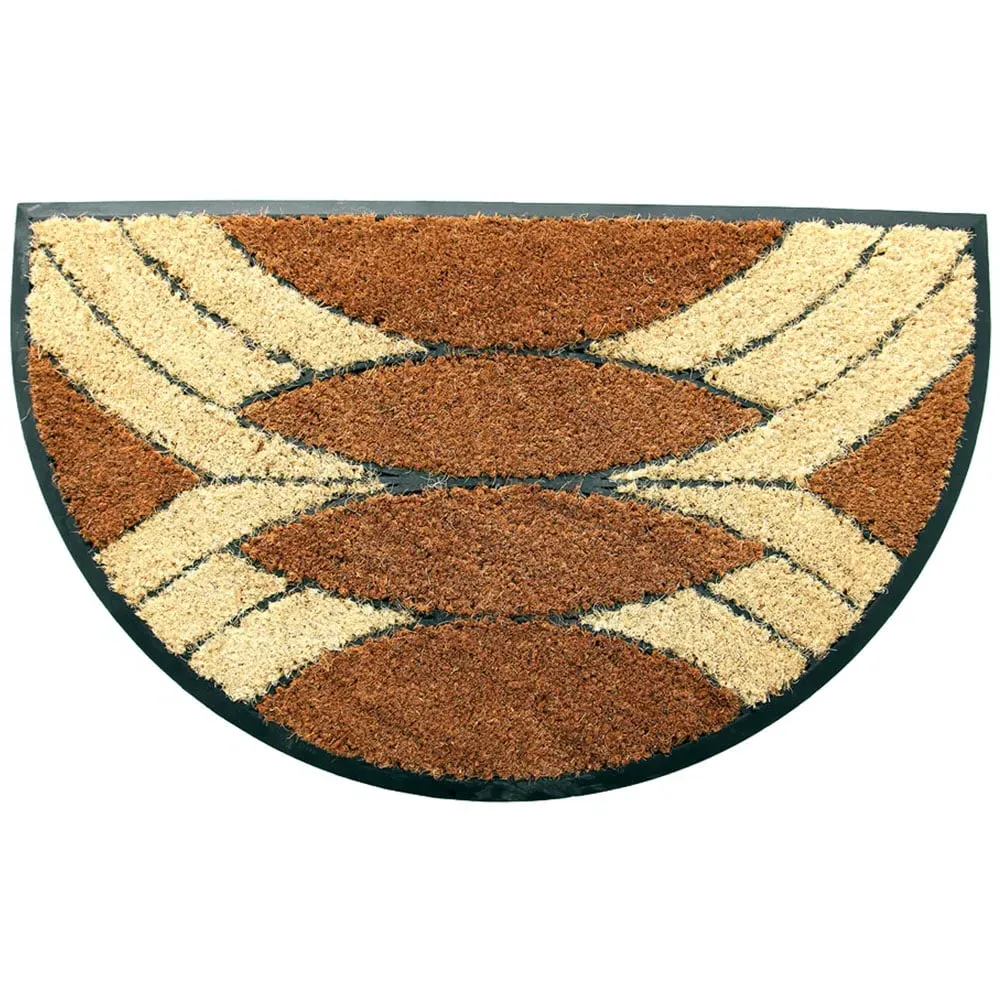 Palm Cluster Arc Coir Door Mat - Natural image