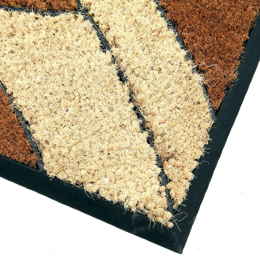 Palm Cluster Coir Door Mat - Natural