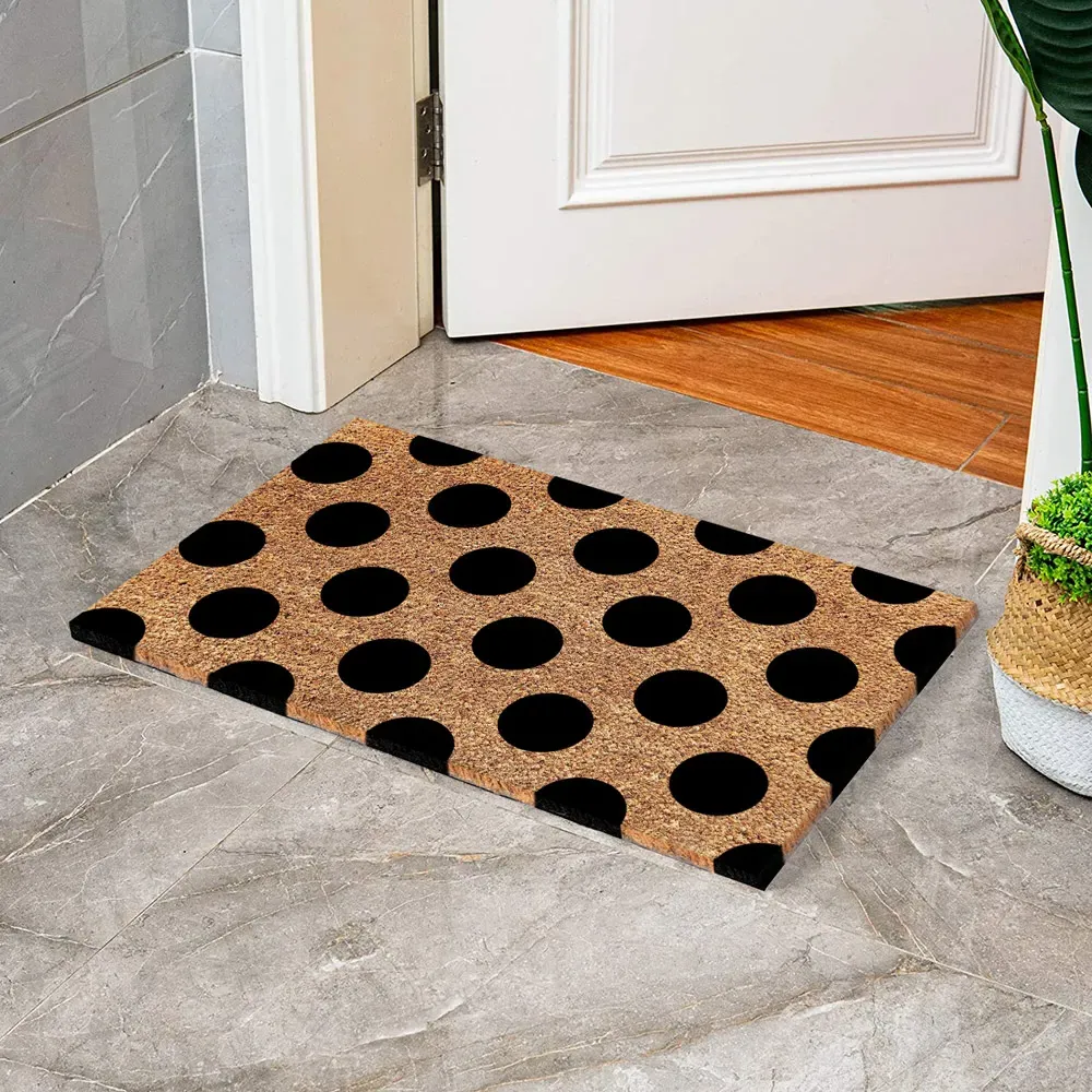 Polka Beauty Coir Door Mat - Natural