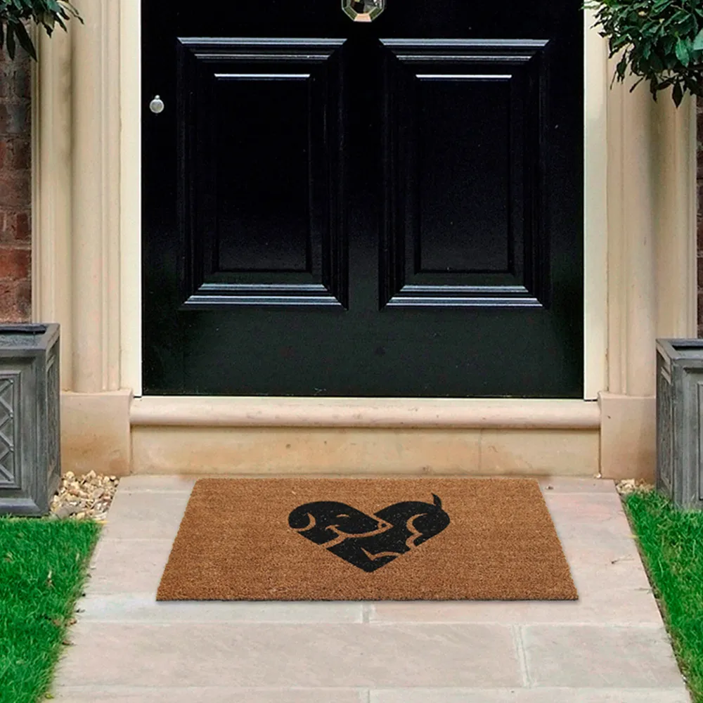 Puppy Love Coir Door Mat - Natural