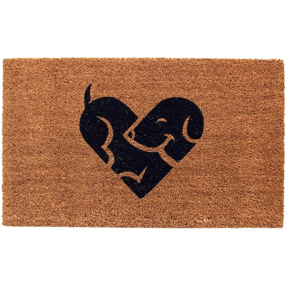 Puppy Love Coir Door Mat - Natural image