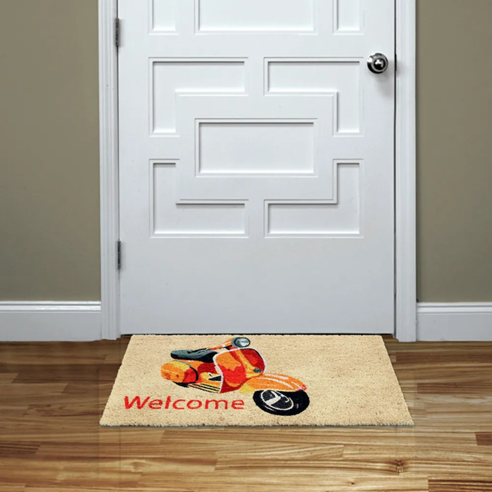 Scooter Ride Coir Door Mat - Natural