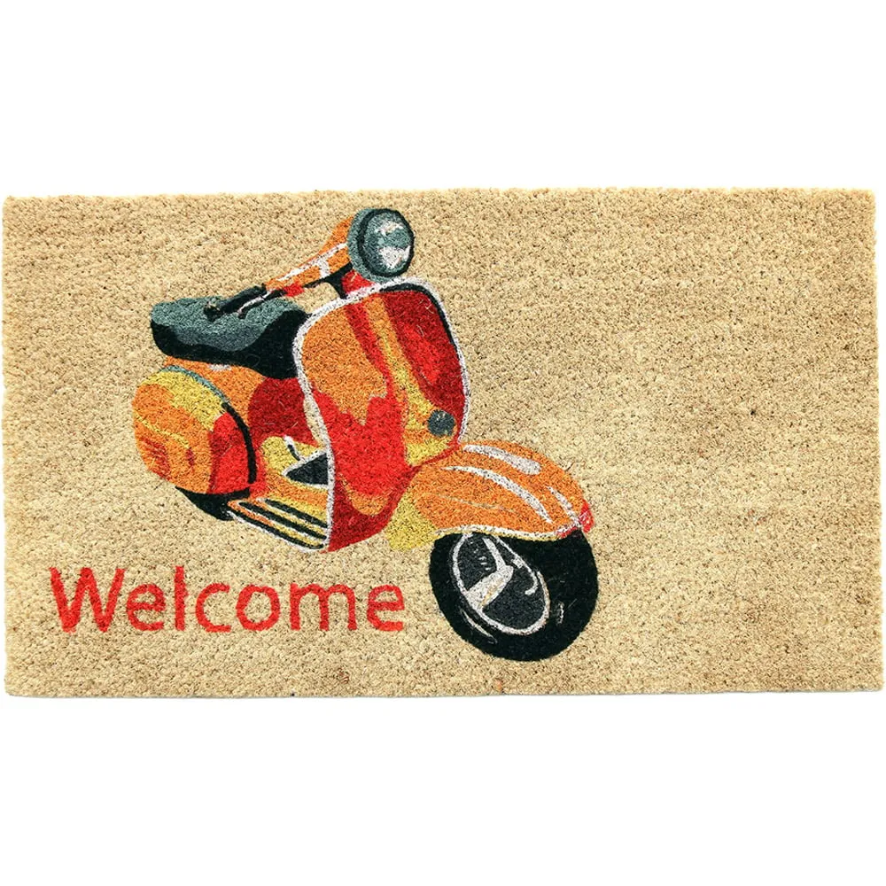 Scooter Ride Coir Door Mat - Natural