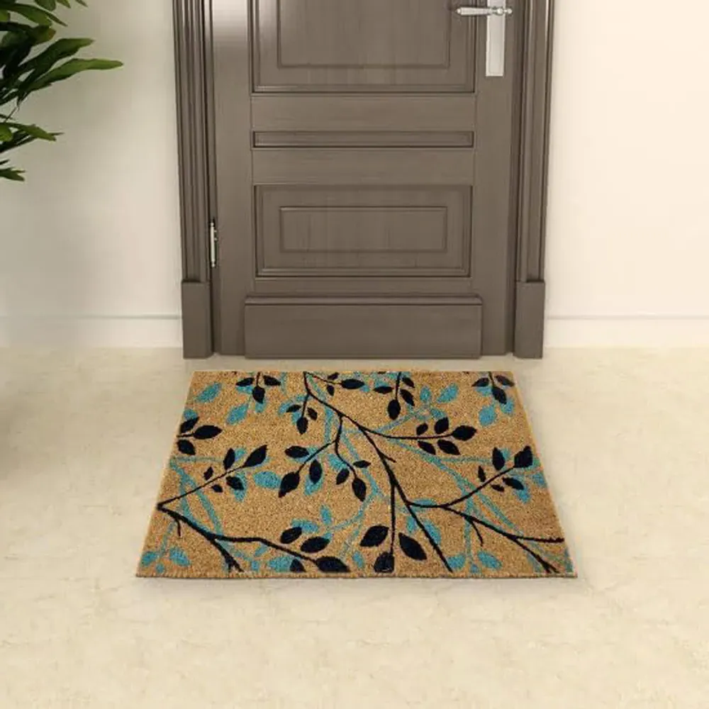 Shadow Leaves Coir Door Mat 45x75cm - Natural