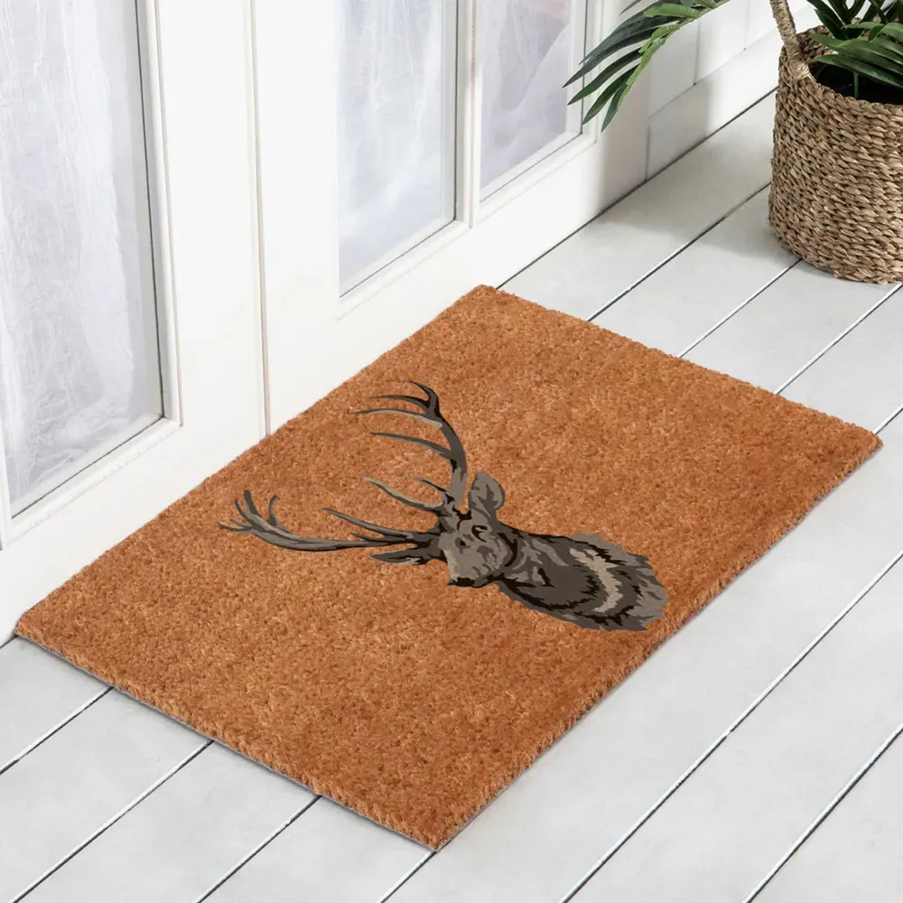 Stag Head Coir Door Mat