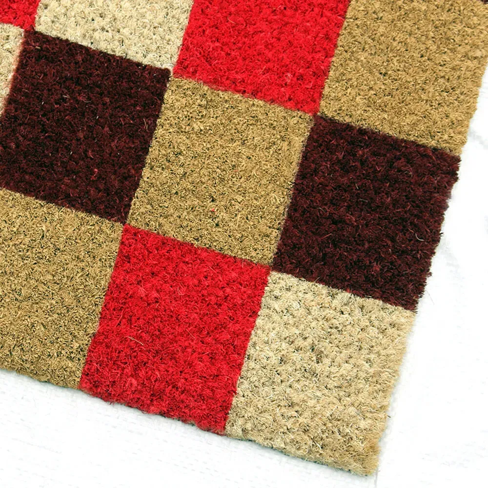 Vintage Checks Coir Door Mat - Natural