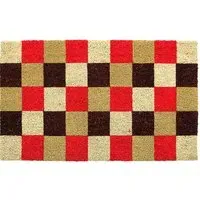 Vintage Checks Coir Door Mat - Natural