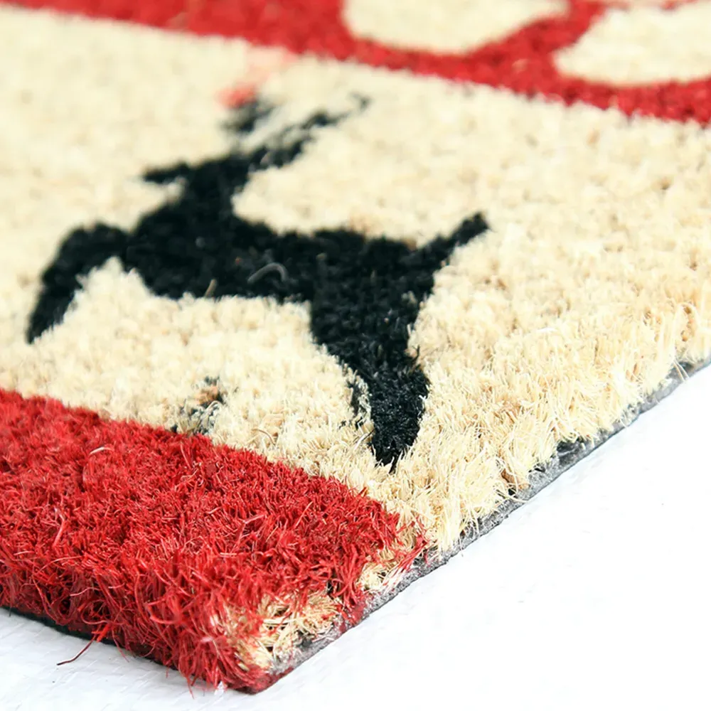 Vintage Christmas Coir Door Mat - Natural