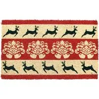 Vintage Christmas Coir Door Mat - Natural