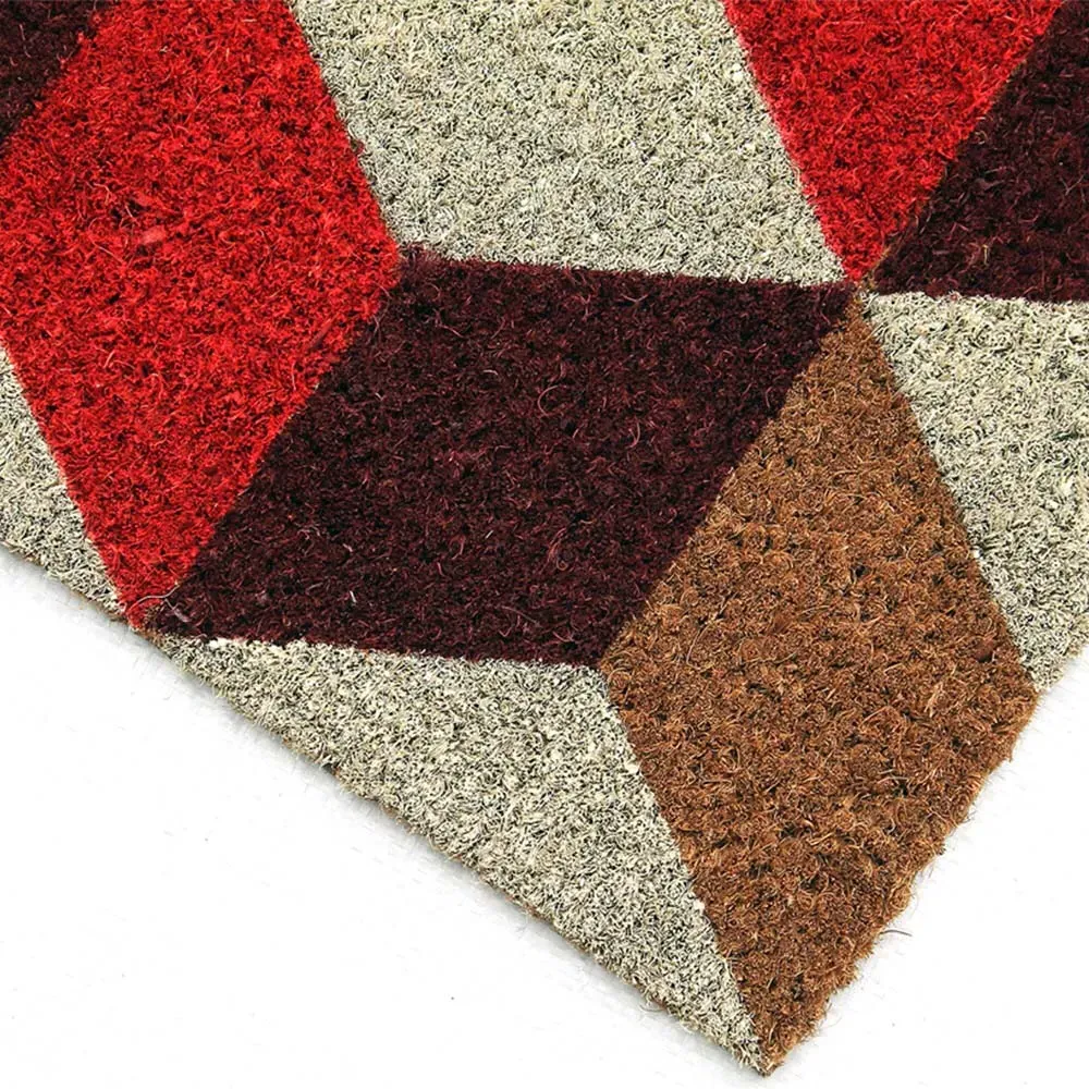 Vintage Cubes Coir Door Mat - Natural