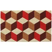 Vintage Cubes Coir Door Mat - Natural