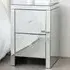 2 Drawer Bedside Table with Crystal Handles - Silver, Mirrored
