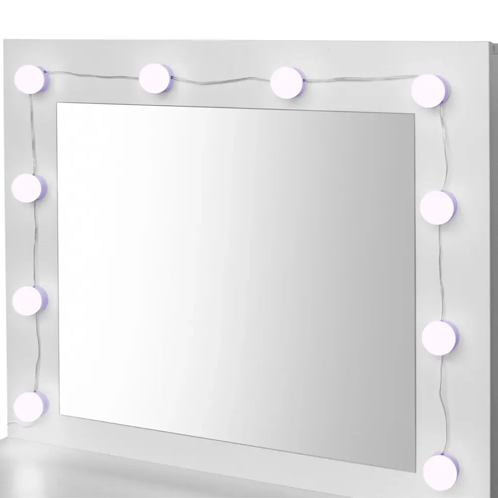 2 Drawer Dressing Table Set with LED Mirror - White
