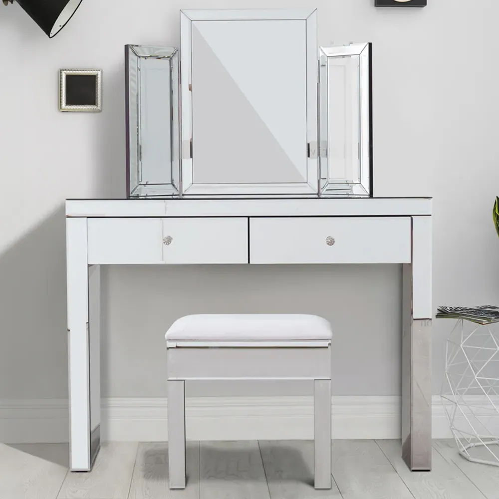 2 Drawer Dressing Table Set with Mirror image