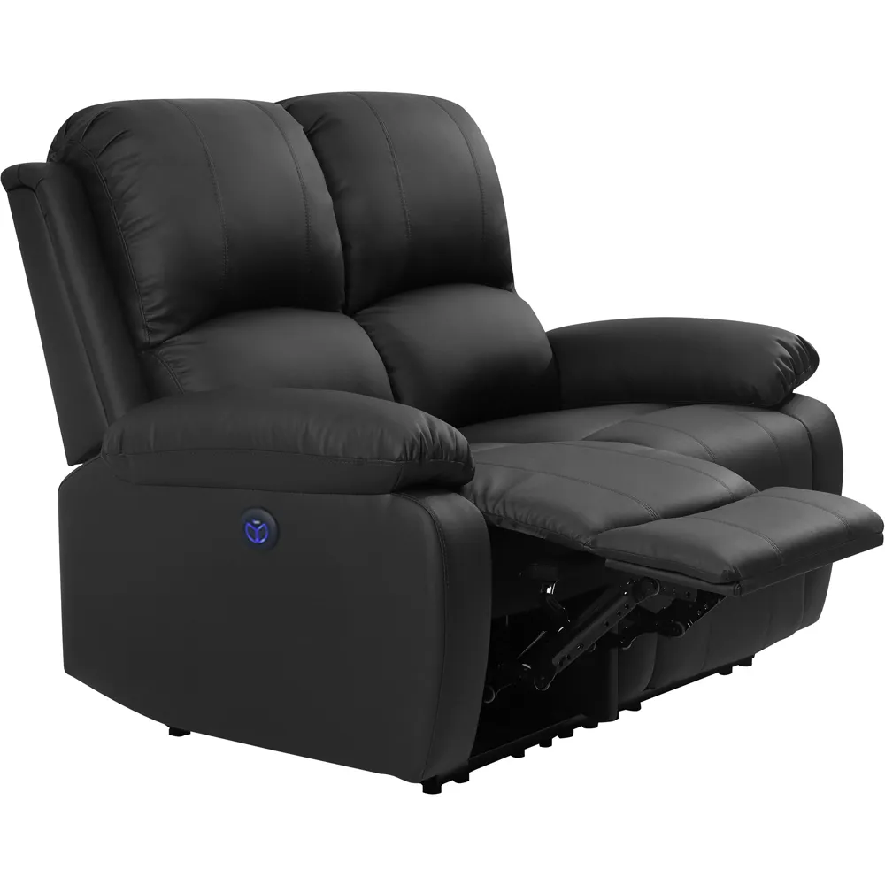 2-Seater Electric Recliner Sofa - Black, PU Leather
