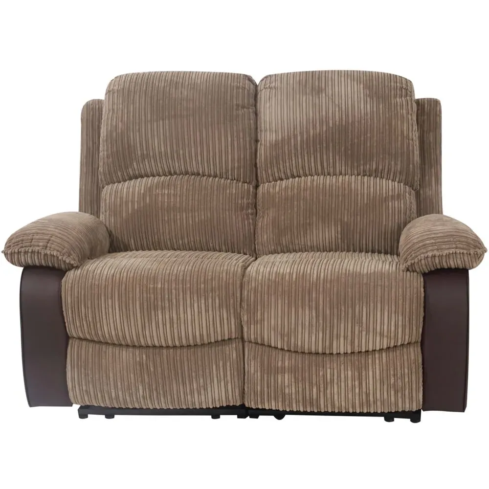 2-Seater Electric Recliner Sofa - Brown, Cord Fabric