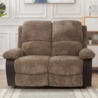 2-Seater Electric Recliner Sofa - Brown, Cord Fabric