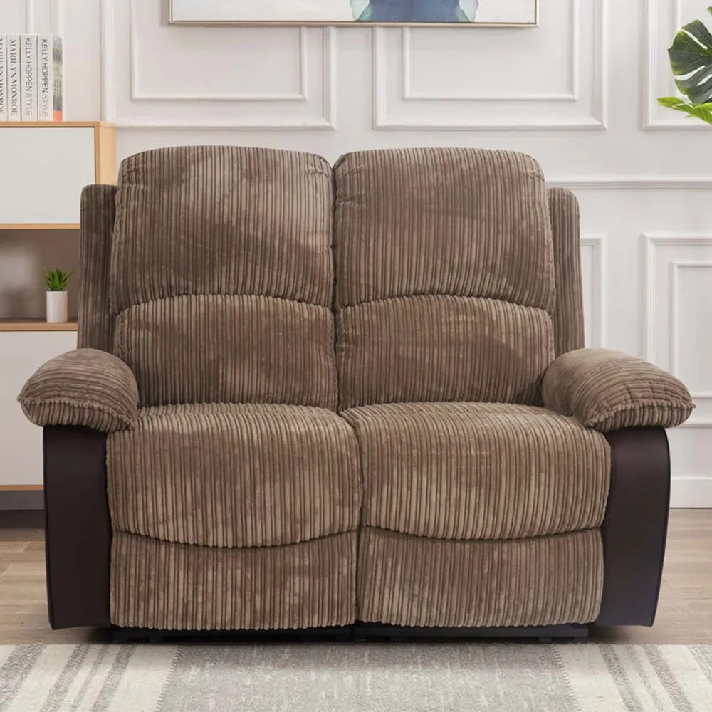 2-Seater Electric Recliner Sofa - Brown, Cord Fabric image