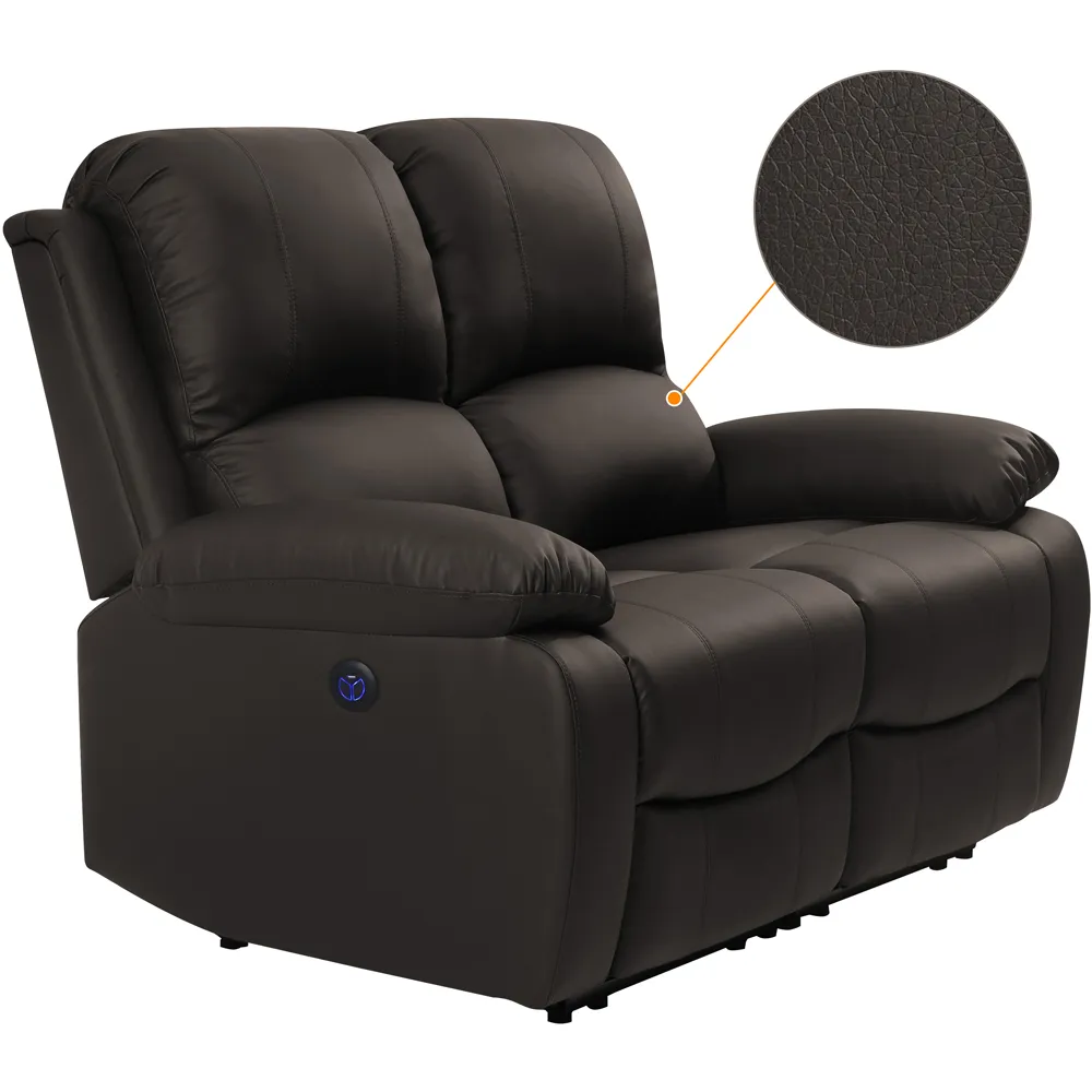 2-Seater Electric Recliner Sofa - Brown, PU Leather