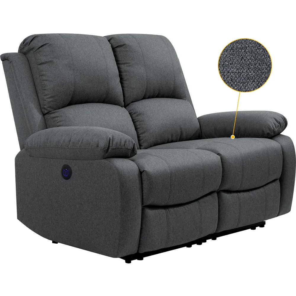 2-Seater Electric Recliner Sofa - Dark Grey, Linen