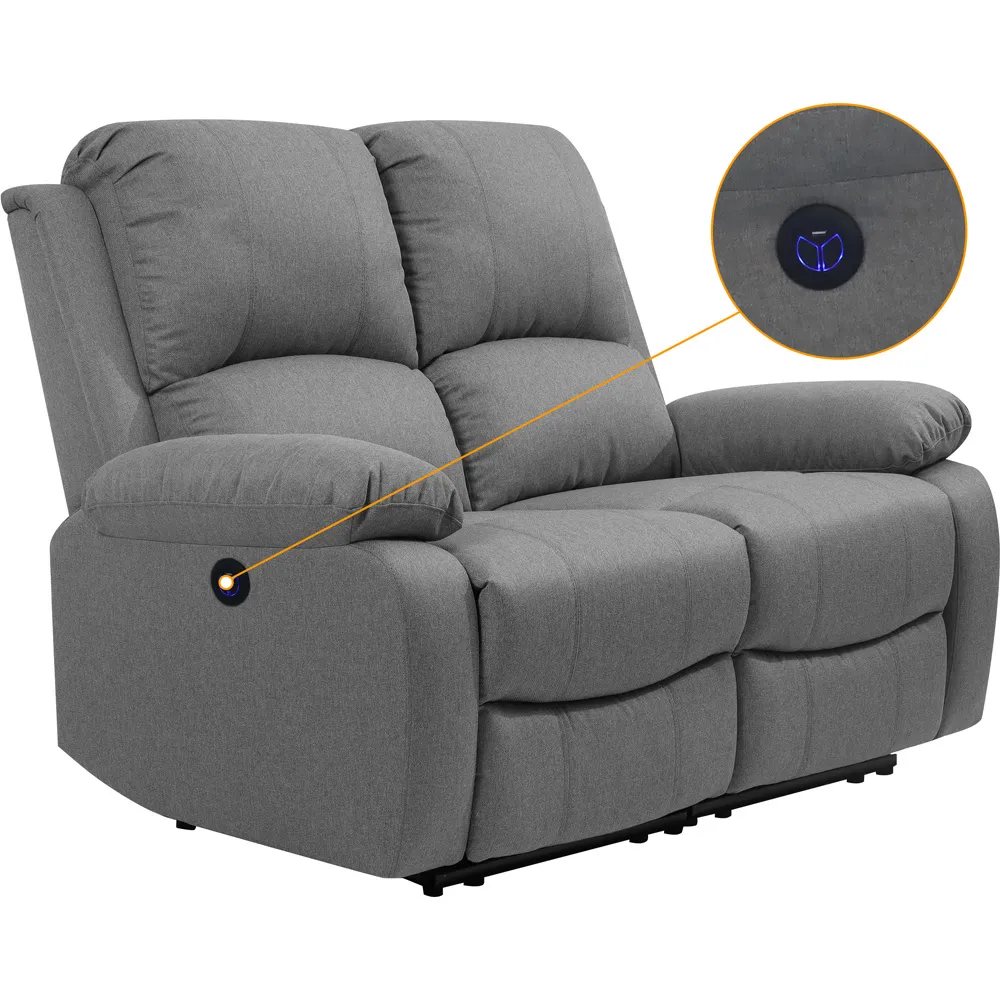 2-Seater Electric Recliner Sofa - Light Grey, Linen
