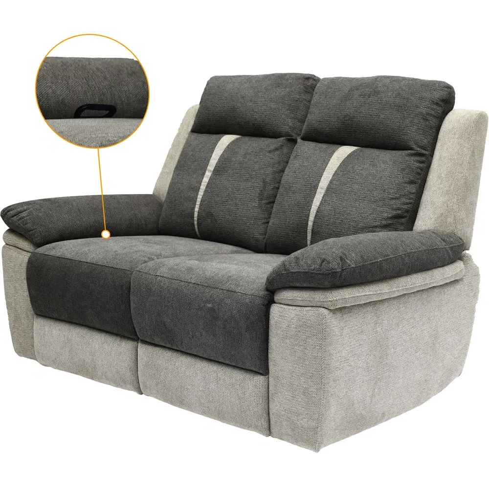 2-Seater Manual Recliner Sofa - Grey