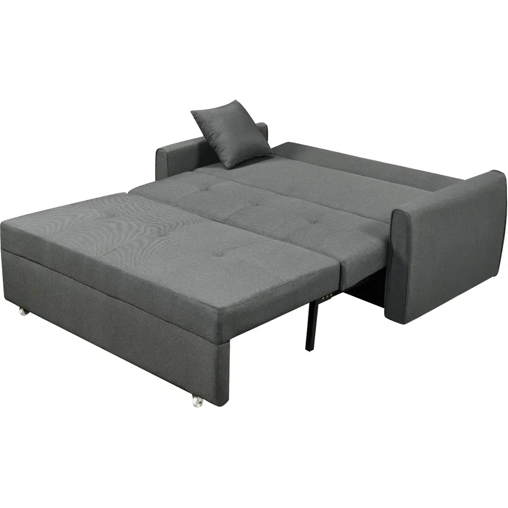 2-Seater Pull Out Sofa Bed - Grey, Linen