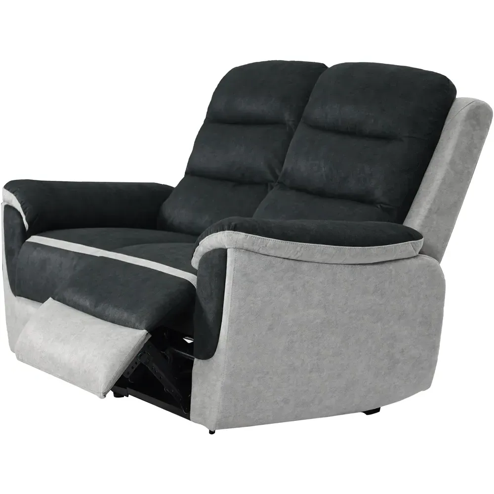 2-Seater Recliner Sofa - Two Tone Grey, Fabric