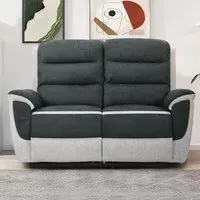 2-Seater Recliner Sofa - Two Tone Grey, Fabric