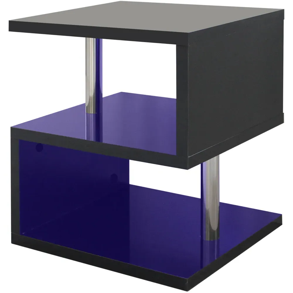 2 Shelf S-Shaped LED Side Table - Black