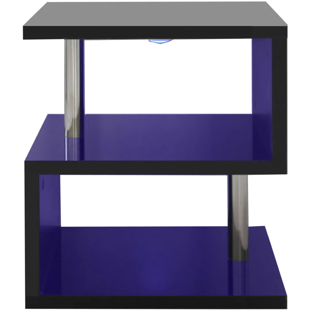 2 Shelf S-Shaped LED Side Table - Black