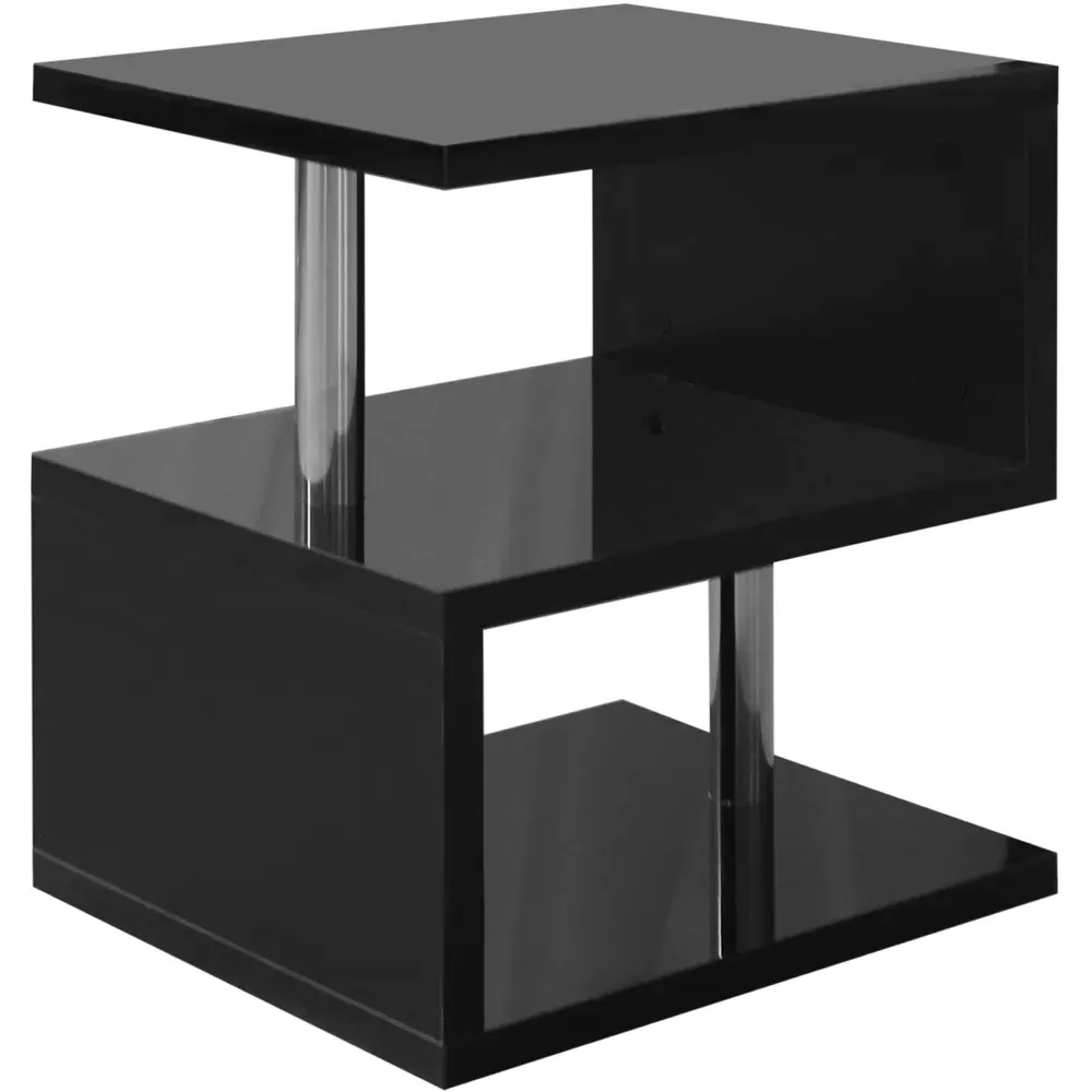 2 Shelf S-Shaped LED Side Table - Black