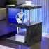 2 Shelf S-Shaped LED Side Table - Black Marble Effect