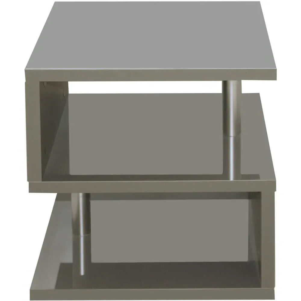 2 Shelf S-Shaped LED Side Table - Grey