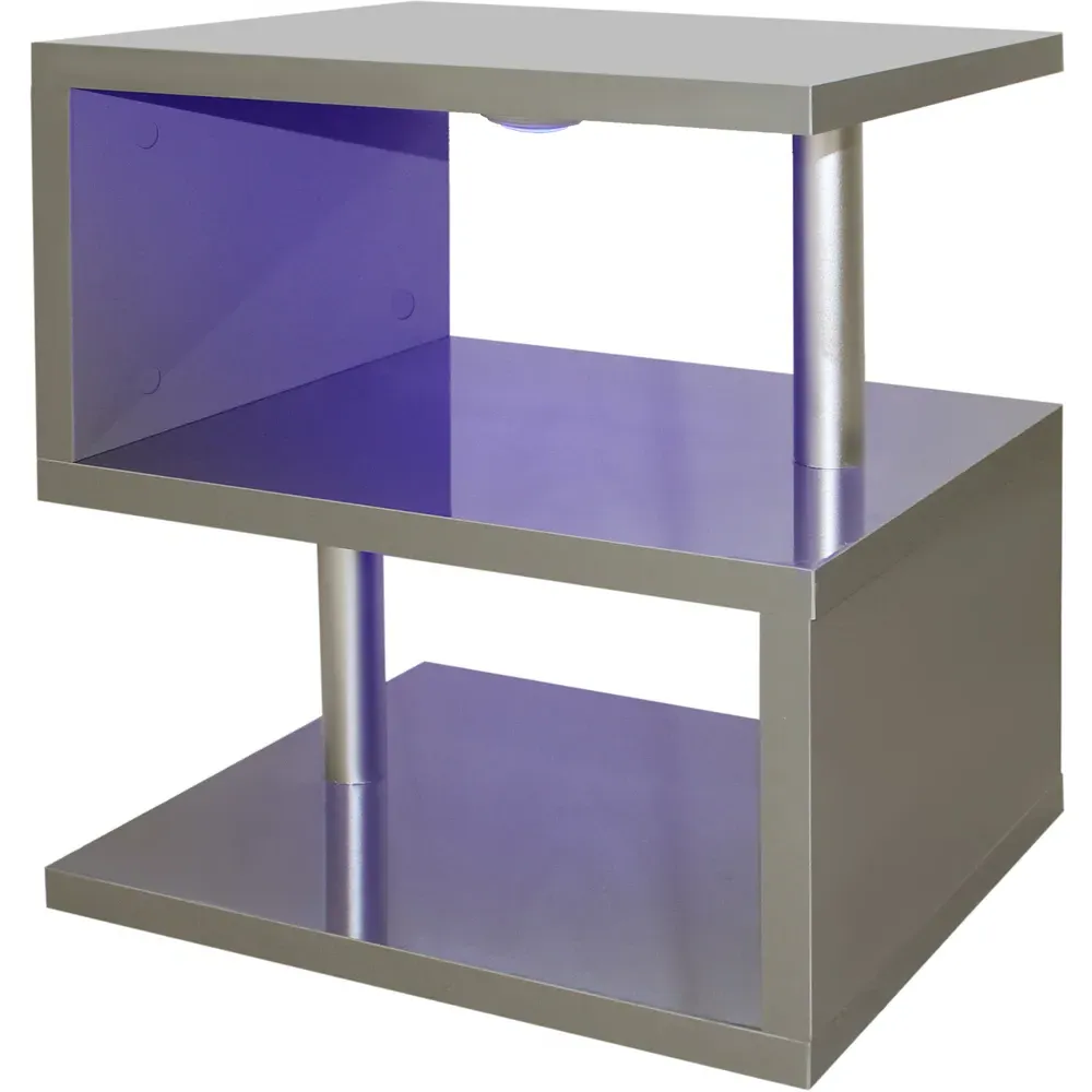 2 Shelf S-Shaped LED Side Table - Grey