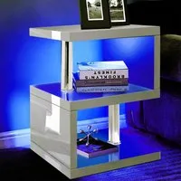 2 Shelf S-Shaped LED Side Table - Grey