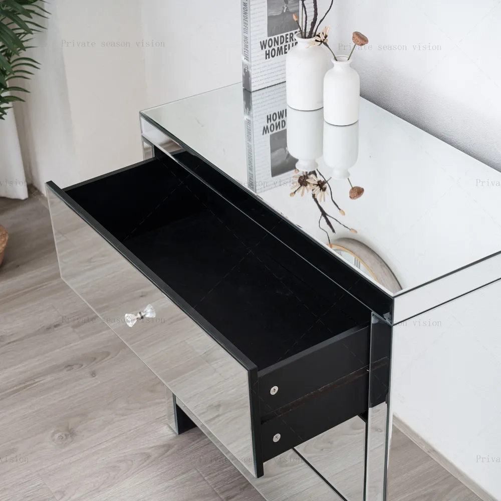 3 Drawer Mirrored Chest of Drawers - Silver