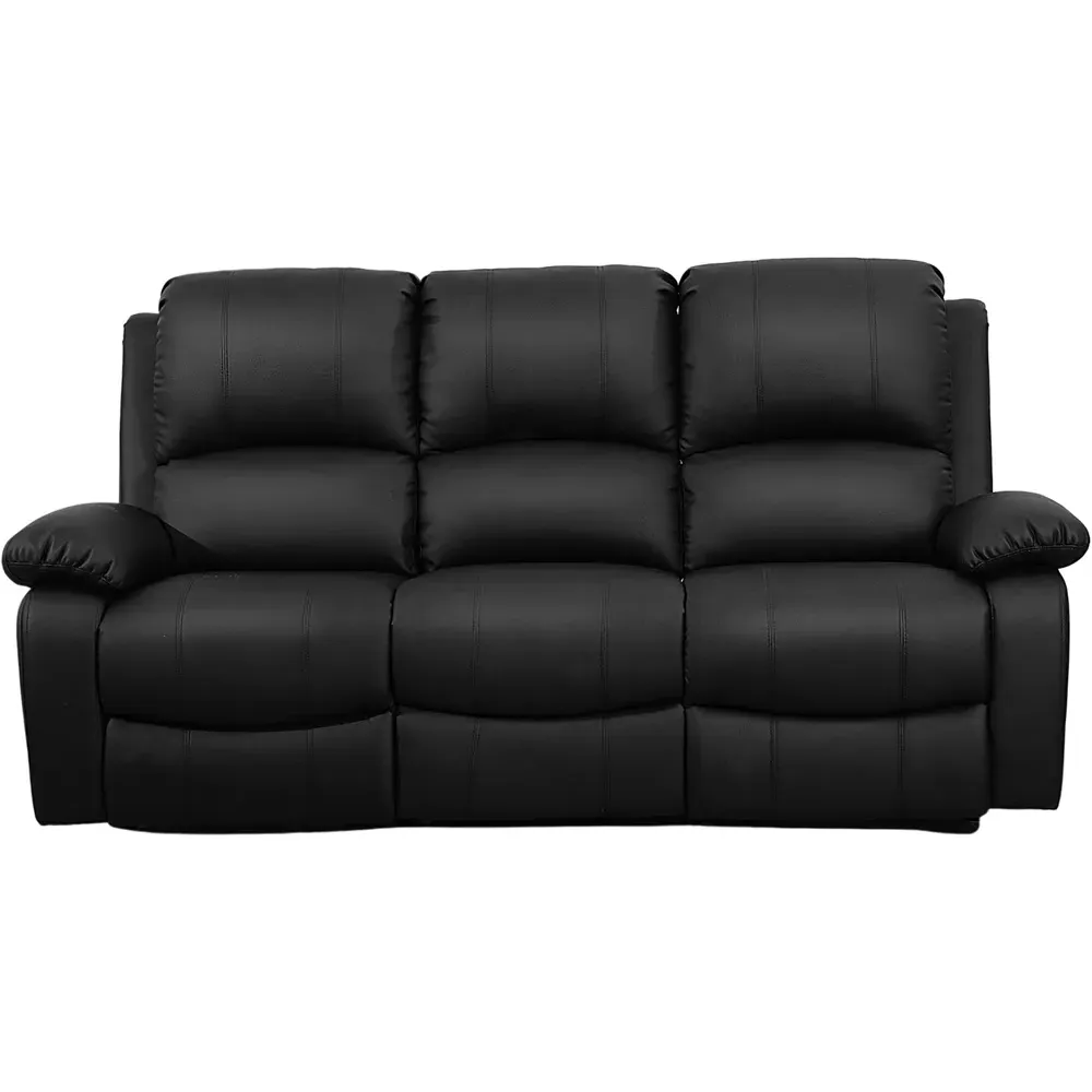 3-Seater Electric Recliner Sofa - Black, PU Leather