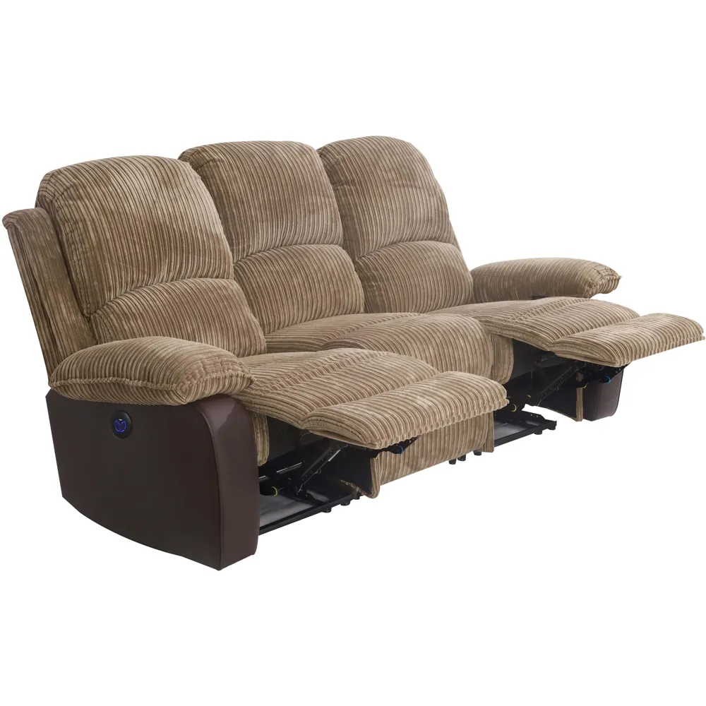 3-Seater Electric Recliner Sofa - Brown, Cord Fabric