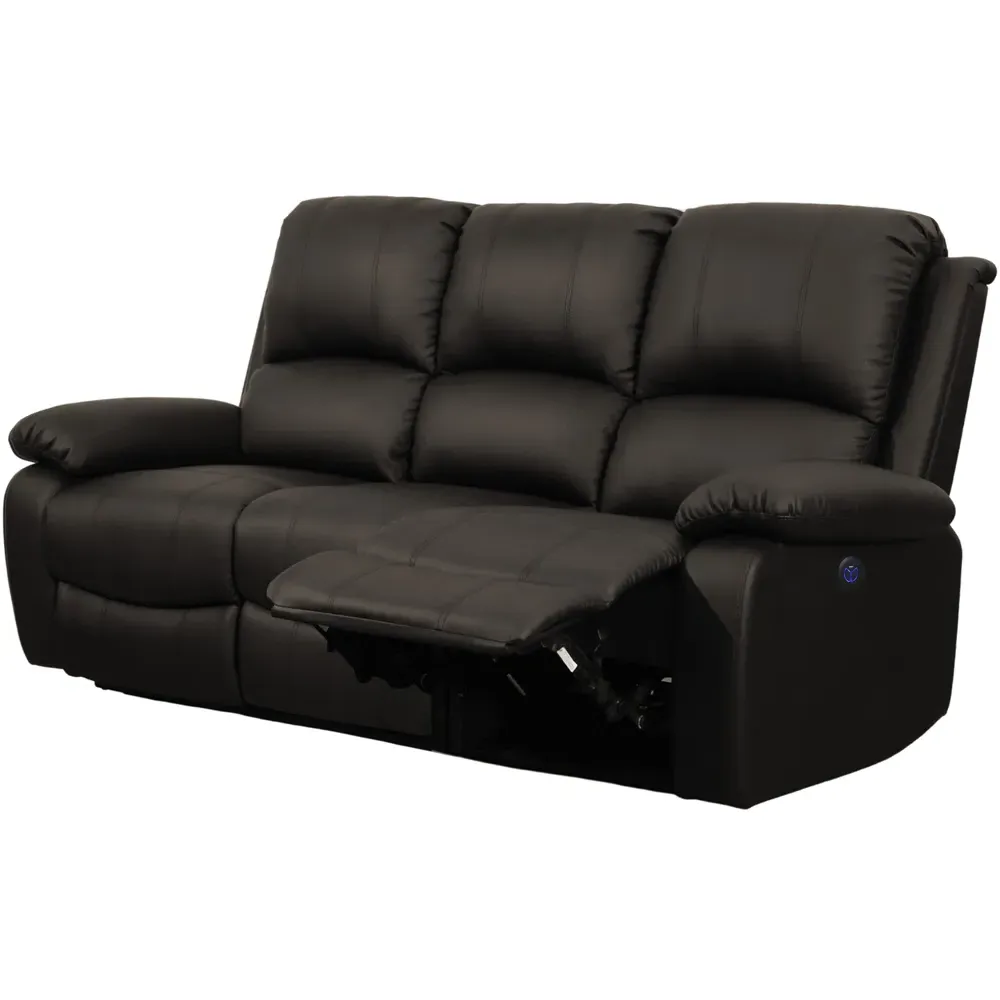 3-Seater Electric Recliner Sofa - Brown, PU Leather