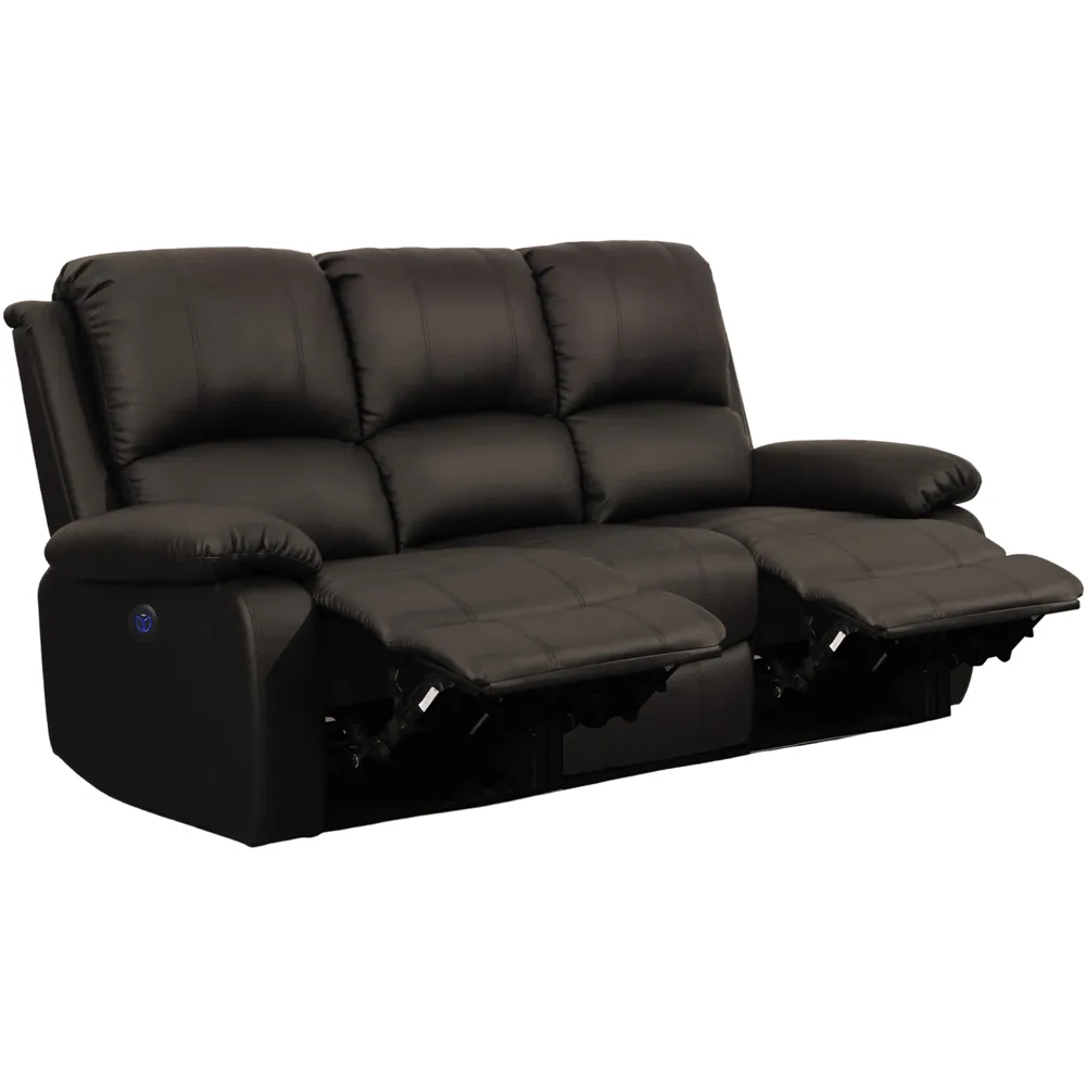 3-Seater Electric Recliner Sofa - Brown, PU Leather